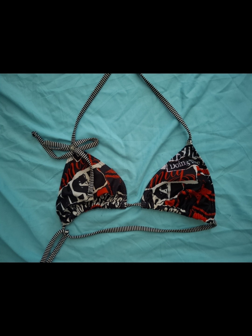 Metal Mulisha Black and Red Graphic Triangle Bikini Top